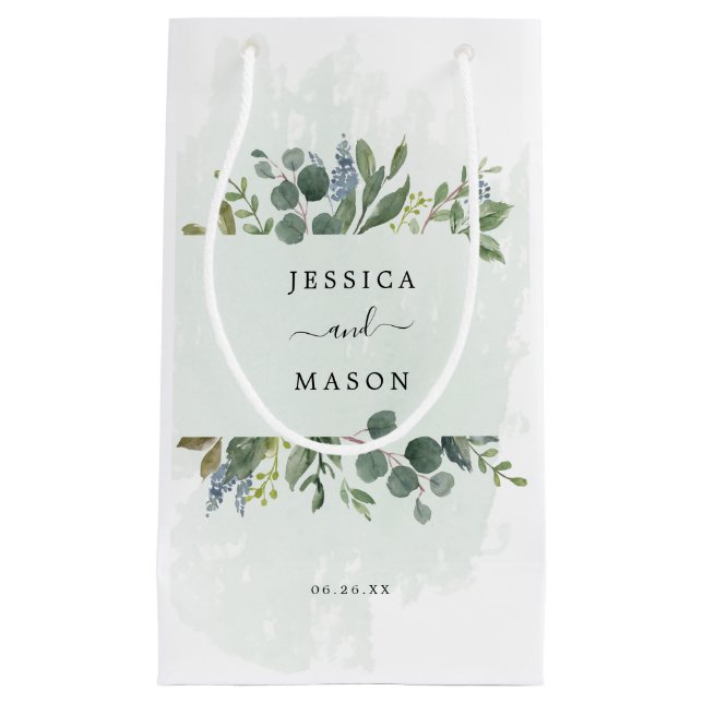 Bolsa De Regalo Pequeña Dusty Blue Eucalyptus Hotel Boda Gift Bag (Anverso)