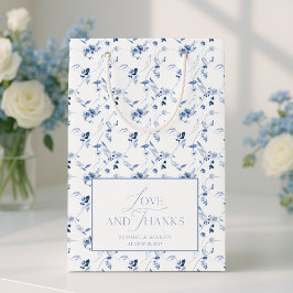Bolsa De Regalo Pequeña Dusty Blue Floral “Love and Thanks” Wedding