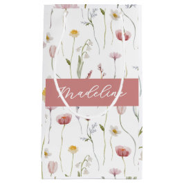 Bolsa De Regalo Pequeña Dusty Pink Wildflower Watercolor Monogram