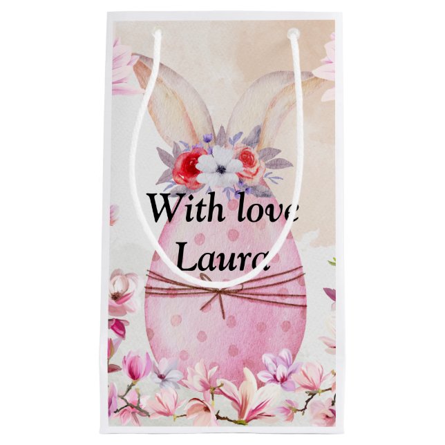 Bolsa De Regalo Pequeña Easter egg with flowers pink (Anverso)