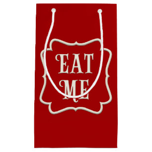 Bolsa De Regalo Pequeña "Eat Me" Fiesta de té victoriano clásico rojo