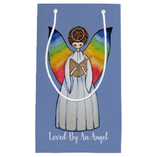 Bolsa De Regalo Pequeña El ángel de la acuarela con el arco iris se va