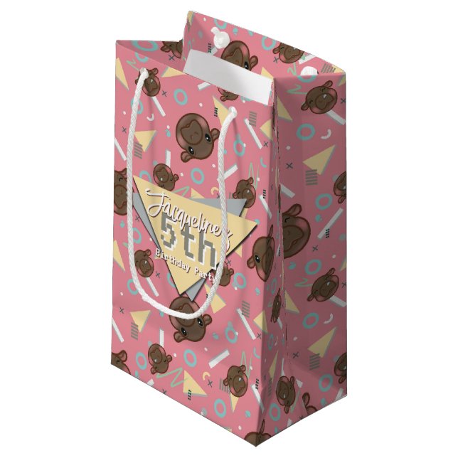 Bolsa De Regalo Pequeña El bebé rosado Hippo de Retro 80 Cumpleaños (Angulo Anverso)