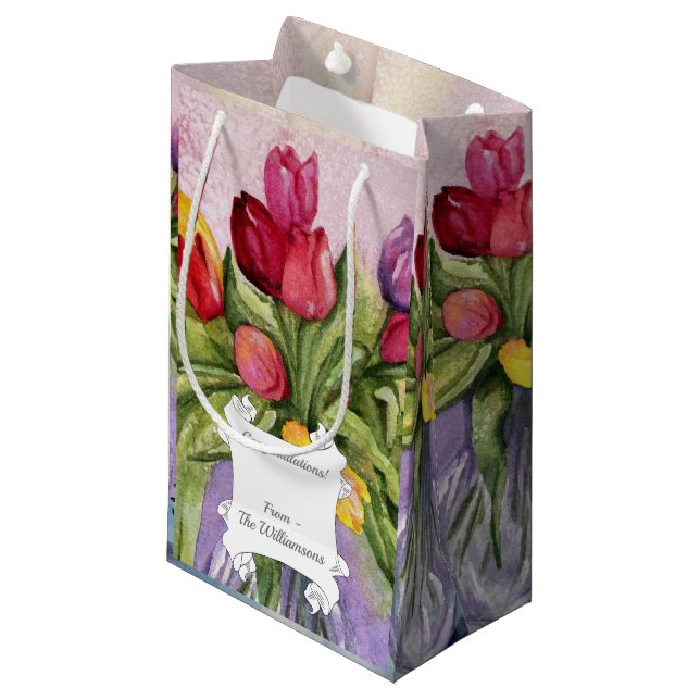 Bolsa De Regalo Pequeña El colorido buquet tulipán (Angulo Anverso)