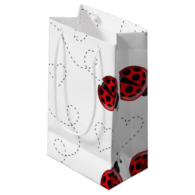 Bolsa De Regalo Pequeña El escarabajo Red Ladybug Insect Lover Black Heart (Angulo Anverso)