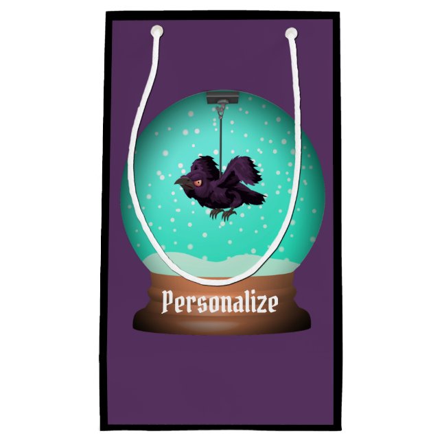 Bolsa De Regalo Pequeña El globo de nieve de cuervo caen gotico púrpura ún (Anverso)