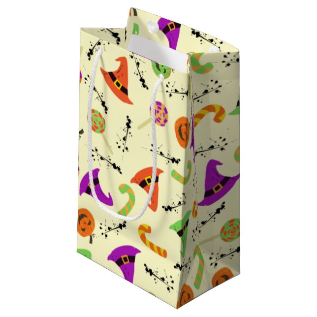 Bolsa De Regalo Pequeña El Gorra de la bruja de Halloween, Candy & Pumpkin (Angulo Anverso)