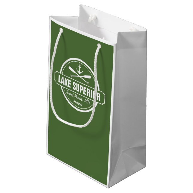 Bolsa De Regalo Pequeña El lago Superior, ciudad de encargo, nombre, (Angulo reverso)