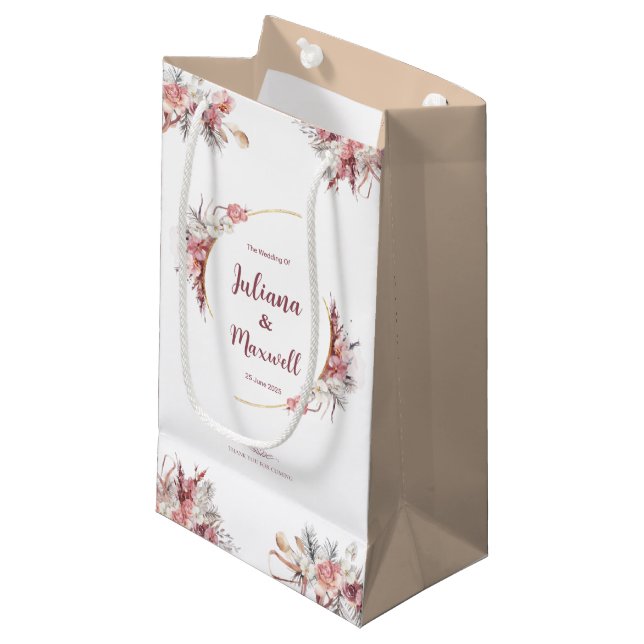 Bolsa De Regalo Pequeña El nombre/Boda de la novia y Groom (Angulo Anverso)