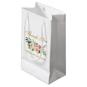 Bolsa De Regalo Pequeña El oro floral rosado de la acuarela elegante le