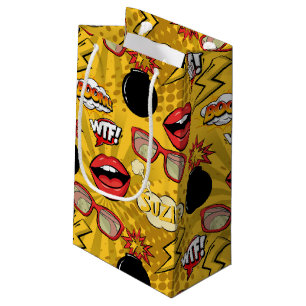 Bolsa De Regalo Pequeña El retro de la bomba levanta rojo/dorado ID553
