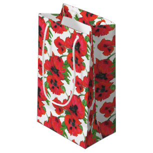 Bolsa De Regalo Pequeña El rojo persigue la floral sobre el blanco al Pers