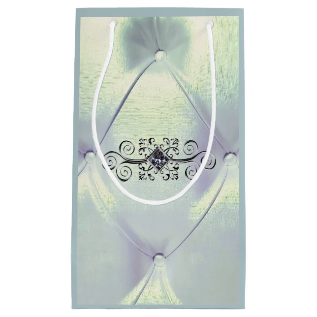 Bolsa De Regalo Pequeña El satén rosado de la posada luce plateado azul (Anverso)