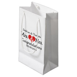 Bolsa De Regalo Pequeña El Sr. y la Sra. Boda del Corazón Rojo Personaliza