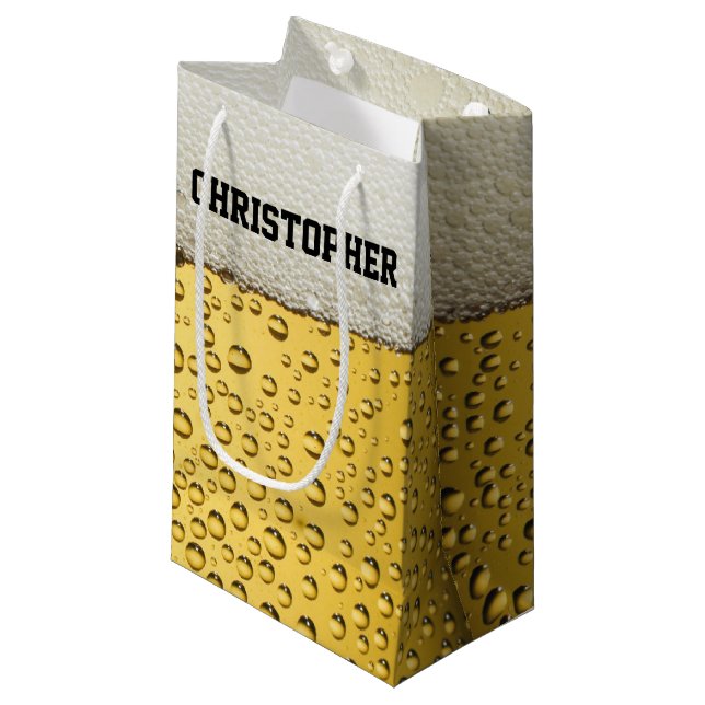 Bolsa De Regalo Pequeña El vidrio de cerveza personaliza (Angulo Anverso)