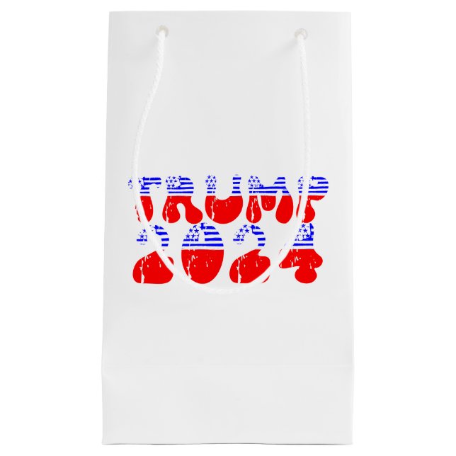 Bolsa De Regalo Pequeña Elecciones patrióticas retro groovy de Trump 2024 (Anverso)
