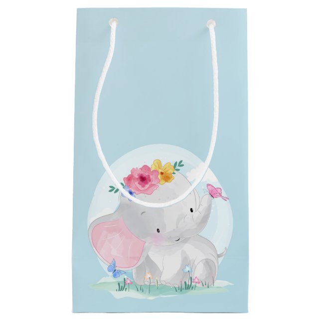 Bolsa De Regalo Pequeña Elefante bebé acuarela (Anverso)