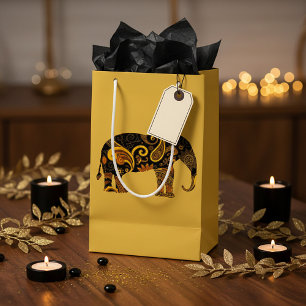 Bolsa De Regalo Pequeña elefante de cachemira dorado
