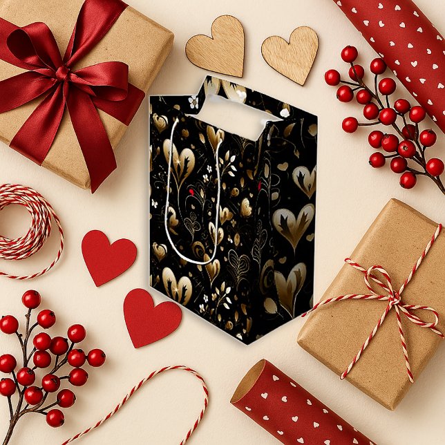 Bolsa De Regalo Pequeña Elegant Black Heart Romance (Subido por el creador)