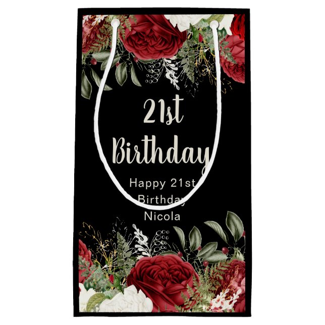 Bolsa De Regalo Pequeña Elegant Christmas Red Flowers Birthday Party (Anverso)
