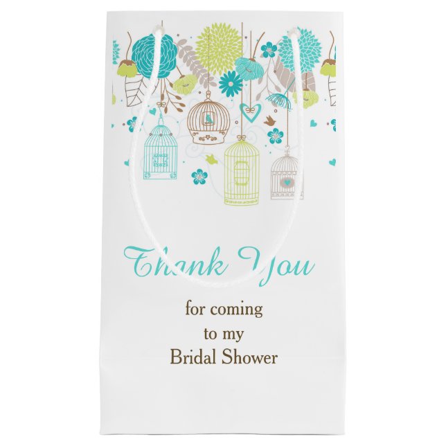 Bolsa De Regalo Pequeña Elegant Floral Green and Blue Bridal Shower (Anverso)