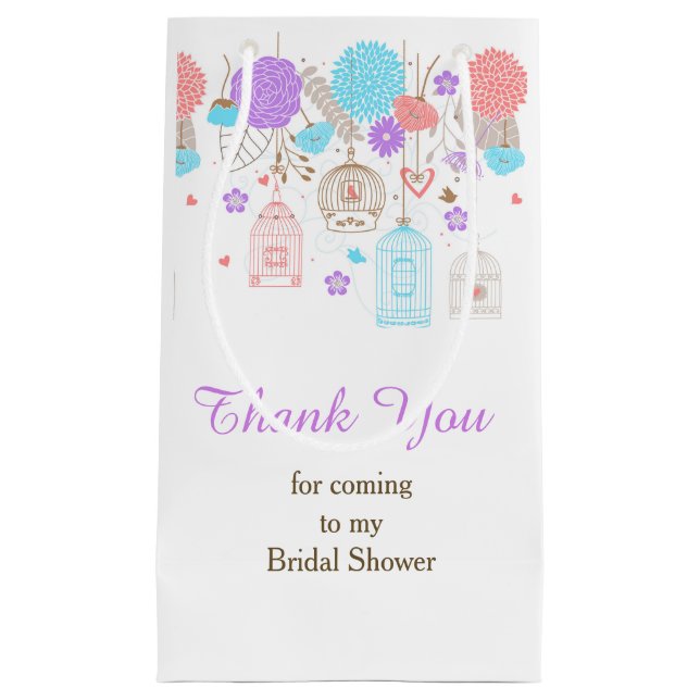 Bolsa De Regalo Pequeña Elegant Floral Purple and Blue Bridal Shower (Anverso)