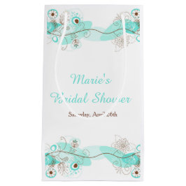 Bolsa De Regalo Pequeña Elegant Floral Twist Bridal Shower in Turquoise