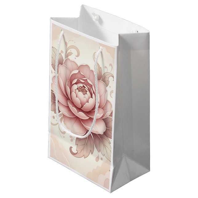 Bolsa De Regalo Pequeña Elegant Pink Peony Floral (Angulo Anverso)