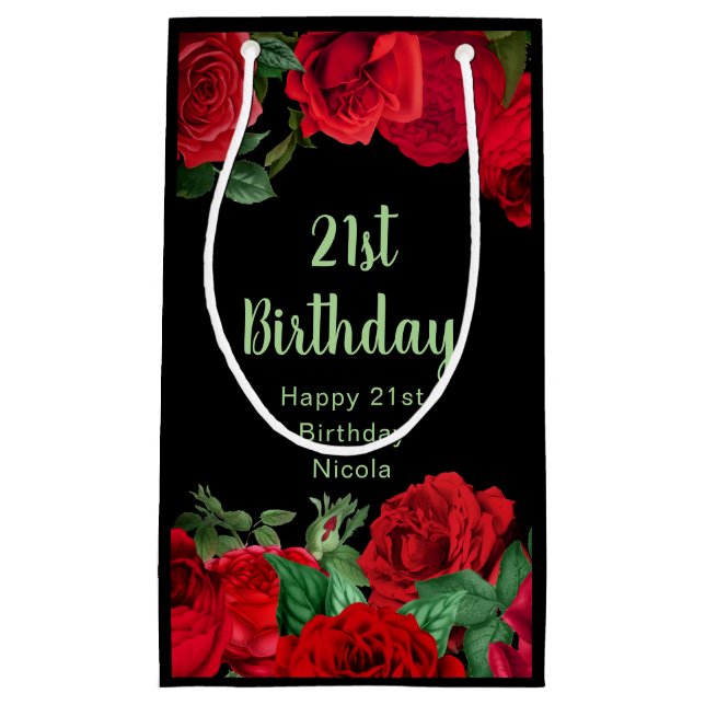 Bolsa De Regalo Pequeña Elegant Red Roses Flowers Birthday Party (Anverso)
