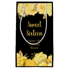 Bolsa De Regalo Pequeña Elegant Yellow and Gold Flowers Sweet Sixteen