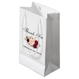Bolsa De Regalo Pequeña Elegante acuarela Borgoña Floral Gracias
