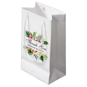 Bolsa De Regalo Pequeña Elegante acuarela tropical floral gracias