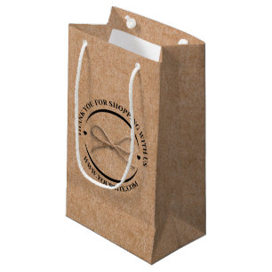 Bolsa De Regalo Pequeña elegante agradecimiento negocio kraft lazo marrón 