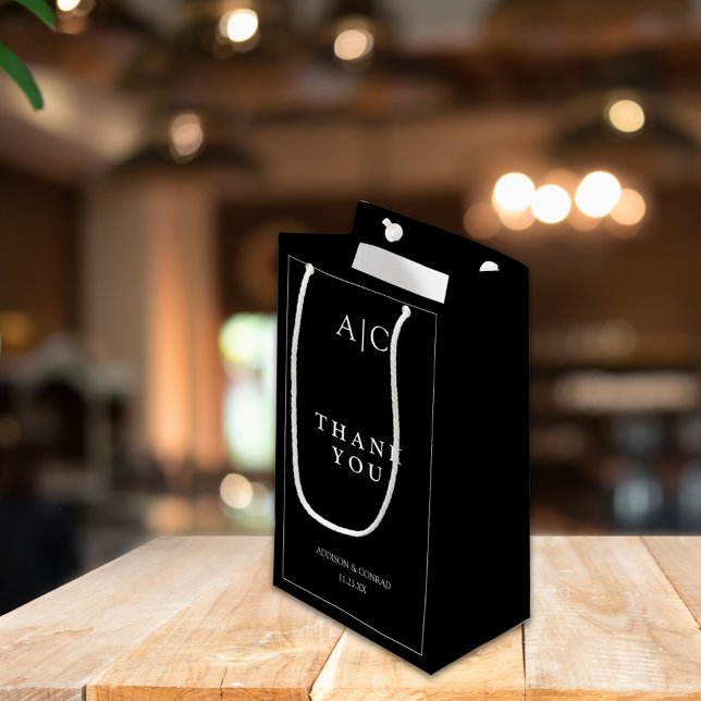 Bolsa De Regalo Pequeña Elegante Boda de Monograma Negro (Subido por el creador)