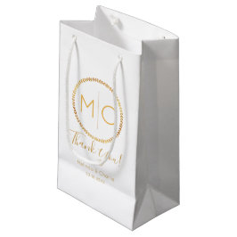 Bolsa De Regalo Pequeña Elegante Boda de Monograma Rústico de Oro