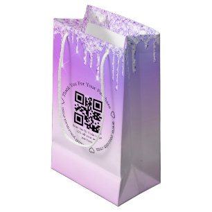Bolsa De Regalo Pequeña elegante código QR de negocios gracias rosa goteo