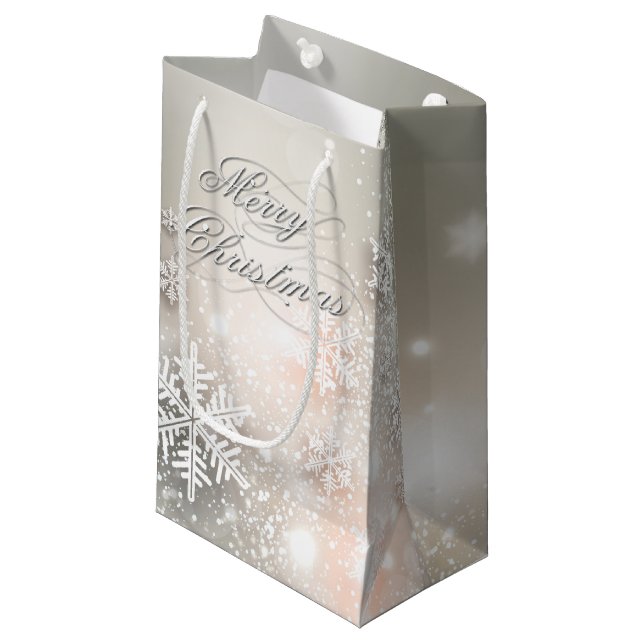 Bolsa De Regalo Pequeña Elegante copo de nieve para navidades (Angulo Anverso)