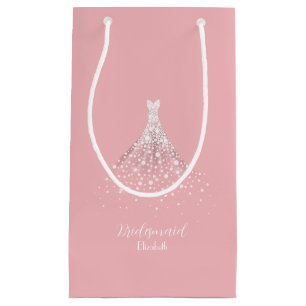 Bolsa De Regalo Pequeña Elegante Equipo Novia Diamante Vestido Rosa