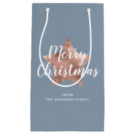 Bolsa De Regalo Pequeña Elegante Estrella Azul Feliz Navidad