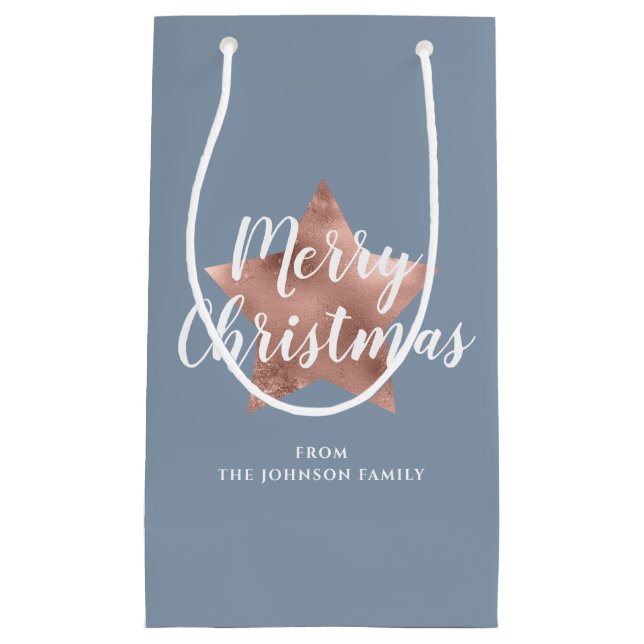 Bolsa De Regalo Pequeña Elegante Estrella Azul Feliz Navidad (Anverso)
