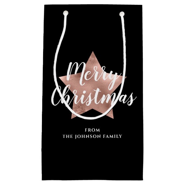 Bolsa De Regalo Pequeña Elegante Estrella Negra Feliz Navidad (Anverso)