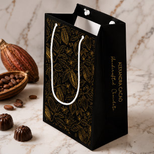 Bolsa De Regalo Pequeña Elegante etiqueta de línea de negocio de cacao en