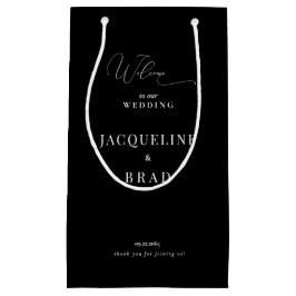 Bolsa De Regalo Pequeña Elegante Favor de la Boda Blanca y Negra Gracias