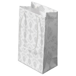 Bolsa De Regalo Pequeña Elegante Gris Claro y Blanco, Bodas