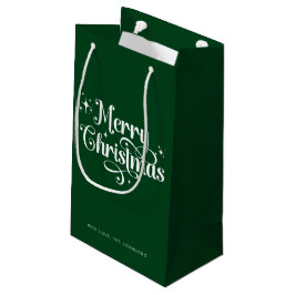 Bolsa De Regalo Pequeña Elegante guión moderno Verde Feliz Navidad