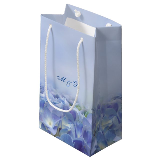 Bolsa De Regalo Pequeña Elegante Hydrangea Blue Florals (Angulo Anverso)