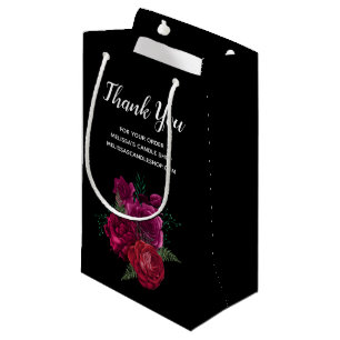 Bolsa De Regalo Pequeña Elegante Magenta Rosa Floral Bouquet Gracias