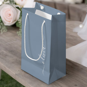 Bolsa De Regalo Pequeña Elegante Monograma moderno Minimalista azul turbio