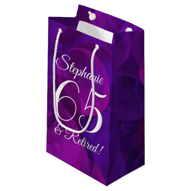 Bolsa De Regalo Pequeña Elegante morado 65 y Fiesta jubilado retirado (Angulo Anverso)
