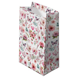 Bolsa De Regalo Pequeña Elegante mujer floral rosa